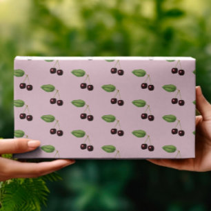 Papel De Regalo Patrón de cerezas rojas rosadas y oscuras
