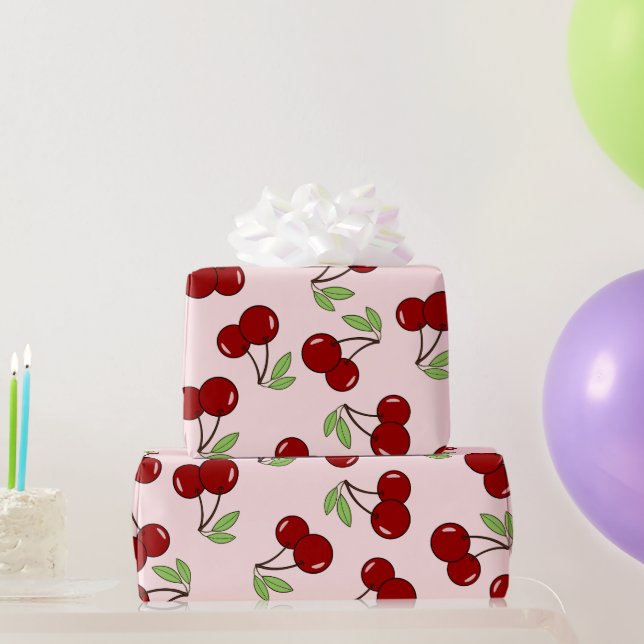 Papel De Regalo Patrón de cerezo rojo dulce (Regalos de fiesta)