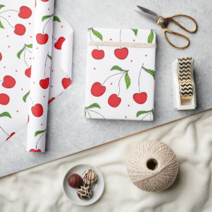 Papel De Regalo Patrón de cerezo rojo dulce