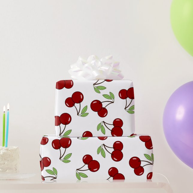 Papel De Regalo Patrón de cerezo rojo dulce (Regalos de fiesta)
