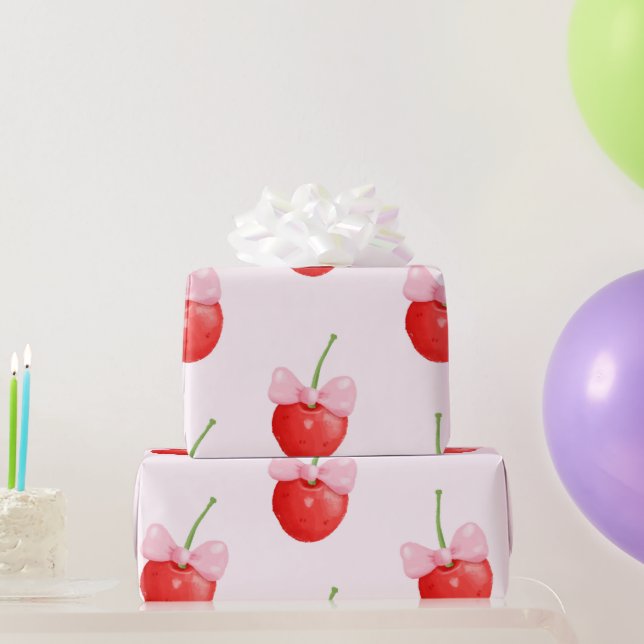 Papel De Regalo Patrón de cerezo rojo dulce (Regalos de fiesta)
