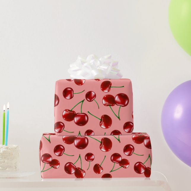 Papel De Regalo Patrón de cerezo rojo dulce (Regalos de fiesta)