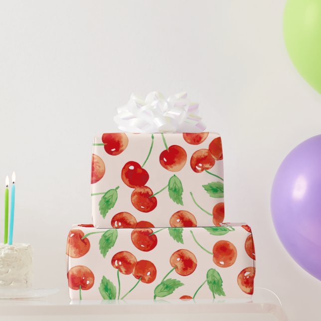 Papel De Regalo Patrón de cerezo rojo dulce (Regalos de fiesta)