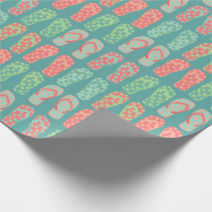 Papel De Regalo Patrón de Chanclas de puntos coloridos azul verdos