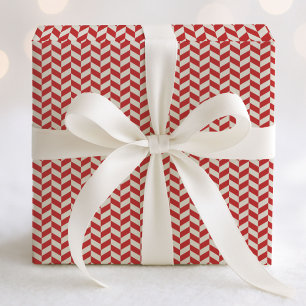 Papel De Regalo Patrón de cheurones de herringbone retro en rojo