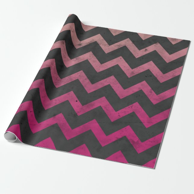 Papel De Regalo Patrón de chevlán gris oscuro rosa magenta (Desenrollado)