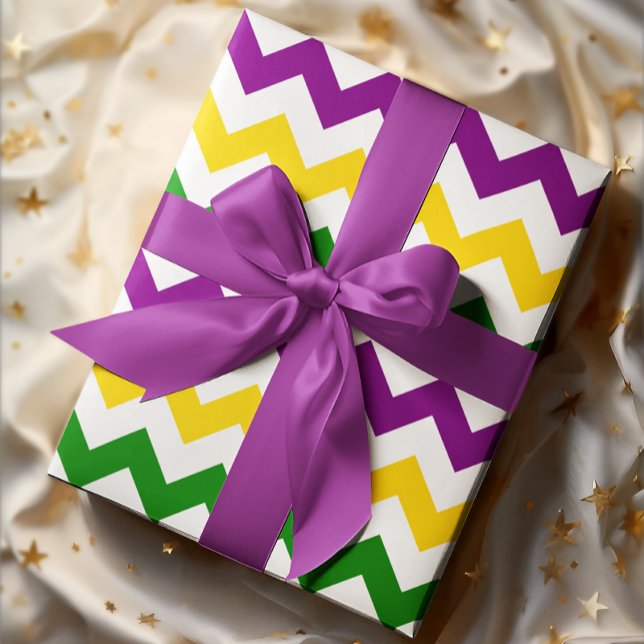 Papel De Regalo Patrón de Chevron de Mardi Gras (Mardi Gras Chevron Pattern Wrapping Paper)