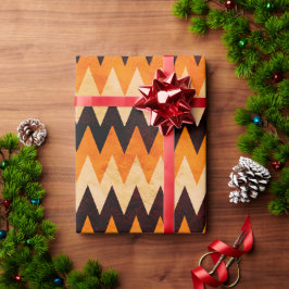 Papel De Regalo Patrón de Chevron Zigzag de Halloween – Naranja y