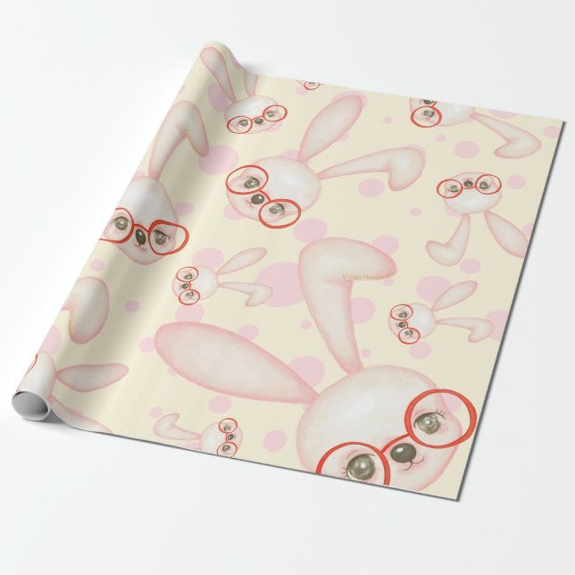 Papel De Regalo Patrón de Chica de conejo inteligente (Desenrollado)