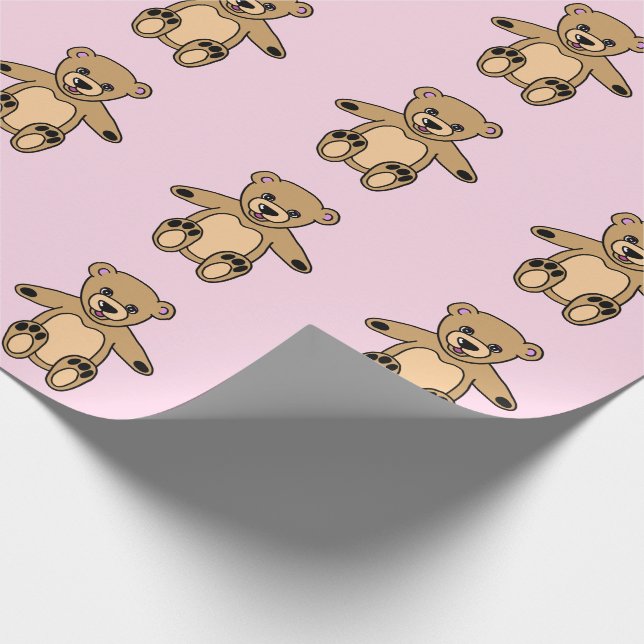 Papel De Regalo Patrón de Chica de oso de peluche rosa (Esquina)