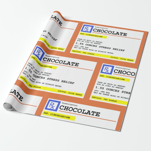 Papel De Regalo Patrón de chocolate con receta médica (Desenrollado)
