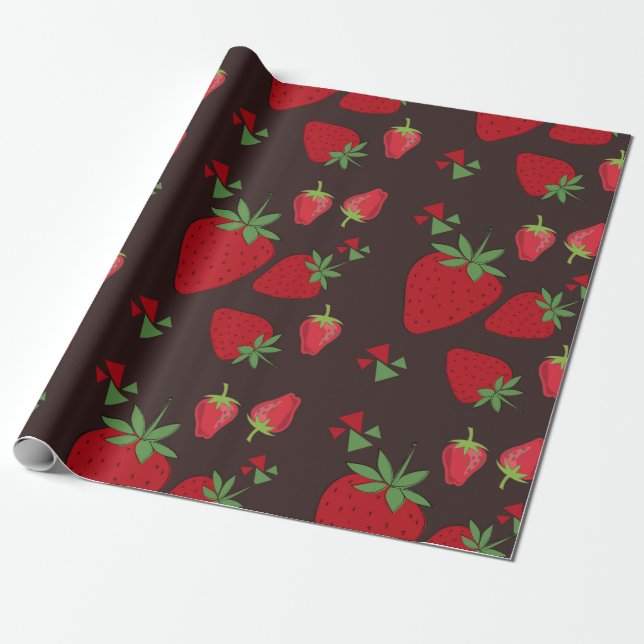 Papel De Regalo patrón de chocolate y fresas (Desenrollado)