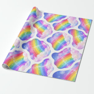 Papel De Regalo Patrón de cielo con nubes arcoíris