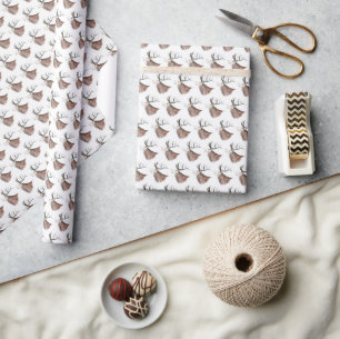 Papel De Regalo Patrón de ciervo acuarela Navidades rusos envuelto