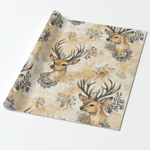 Papel De Regalo Patrón de Ciervo Bosque Rústico