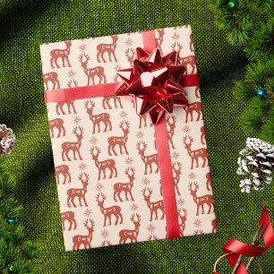 Papel De Regalo Patrón de ciervos de Navidades abstractos retro vi