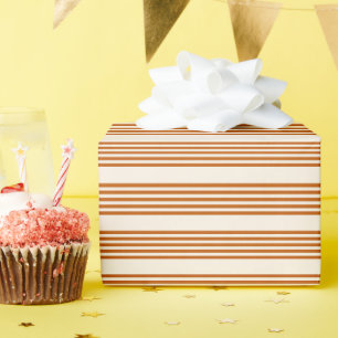 Papel De Regalo Patrón de cinco rayas de naranja quemado y beige