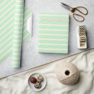 Papel De Regalo Patrón de cinco rayas verde y beige