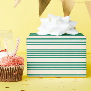 Papel De Regalo Patrón de cinco rayas verde y beige de los bosques