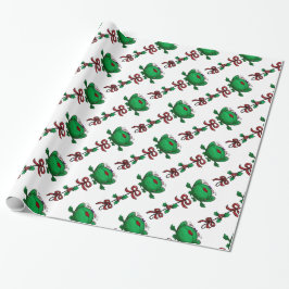 Papel De Regalo Patrón de cinta de navidades de rana Mistletoe