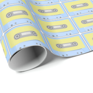 Papel De Regalo Patrón de cinta retro verde y azul