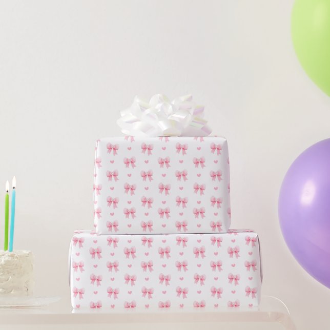 Papel De Regalo Patrón de cinta rosada (Regalos de fiesta)