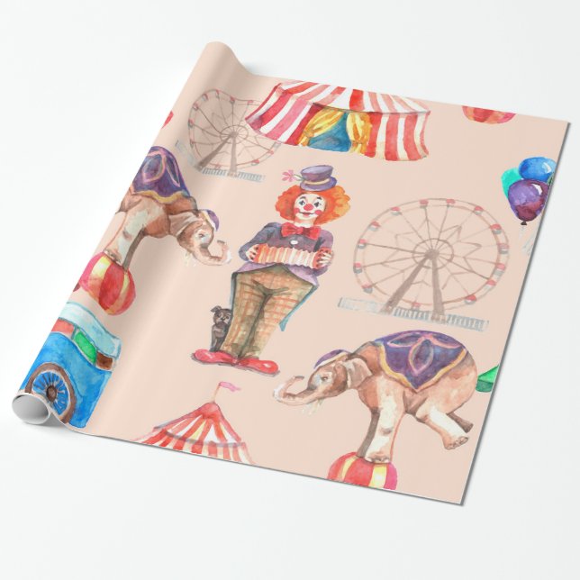 Papel De Regalo Patrón de circo (Desenrollado)