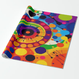 Papel De Regalo Patrón de Círculo Abstracto Multicolor – Audaz