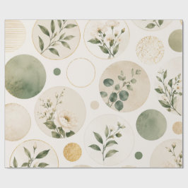 Papel De Regalo Patrón de círculo botánico neutral