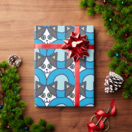 Papel De Regalo Patrón de círculo de gato lindo y juguetón