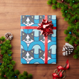 Papel De Regalo Patrón de círculo de gato lindo y juguetón