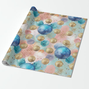 Papel De Regalo Patrón de círculo dorado y azul con acentos Purpur