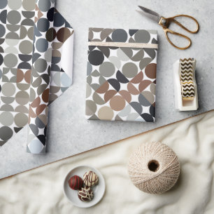 Papel De Regalo Patrón de círculos beige gris taupe marrón