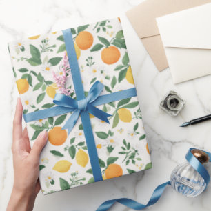 Papel De Regalo Patrón de cítricos de limón y naranja