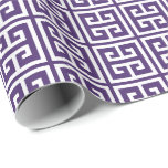 Papel De Regalo Patrón de clave griega púrpura<br><div class="desc">Elegante y de moda griega clave o patrón más suave.</div>