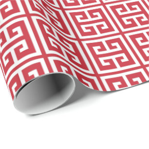 Papel De Regalo Patrón de clave griega roja de Cranberry