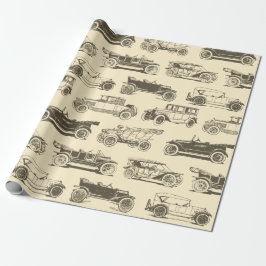 Papel De Regalo Patrón de coche de época beige marrón antiguo