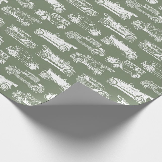 Papel De Regalo Patrón de coche de época blanca de vejiga del viej (Esquina)