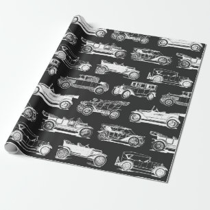 Papel De Regalo Patrón de coche de época blanca y vieja