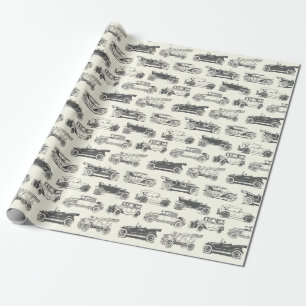 Papel De Regalo Patrón de coche de época blanca y vieja