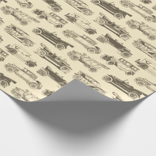 Papel De Regalo Patrón de coche de época dorado beige