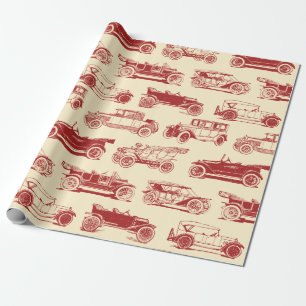 Papel De Regalo Patrón de coche de época roja pekinesa