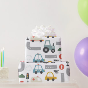 Papel De Regalo Patrón de coches para niños