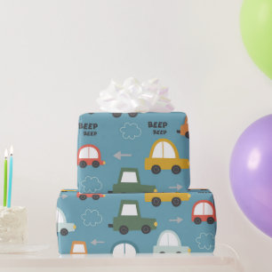 Papel De Regalo Patrón de coches para niños