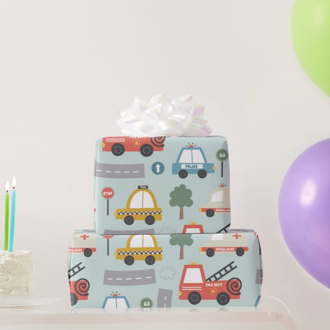 Papel De Regalo Patrón de coches para niños  (Regalos de fiesta)
