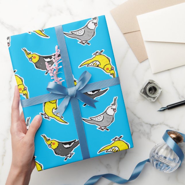 Papel De Regalo Patrón de Cockatiels personalizado (Regalar)