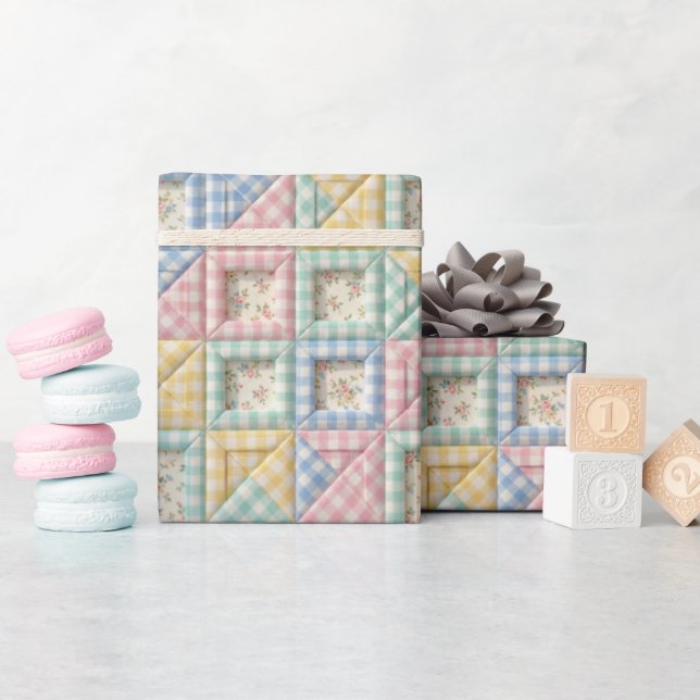 Papel De Regalo Patrón de colcha de patchwork de gingham (Baby Shower)