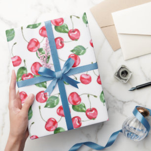 Papel De Regalo Patrón de color de agua de cereza