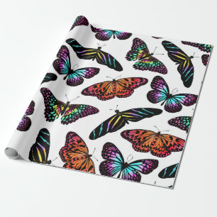 Papel De Regalo Patrón de color de agua de las mariposas de color