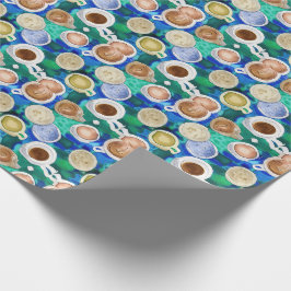 Papel De Regalo Patrón de color de agua de las tazas de café verde